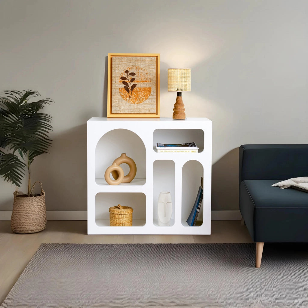 Credenza in legno "Lessa" - 80 x 37 x 74 cm - Bianco