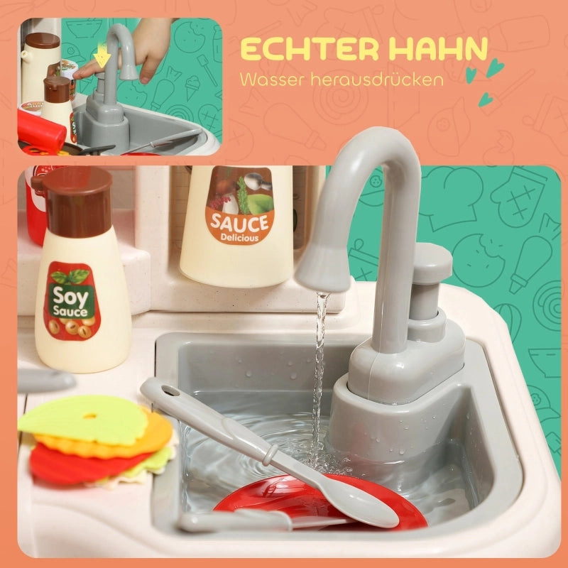 Set da cucina per bambini da 92 pezzi, rubinetto, plastica, et¨¤ 3-6 anni, verde