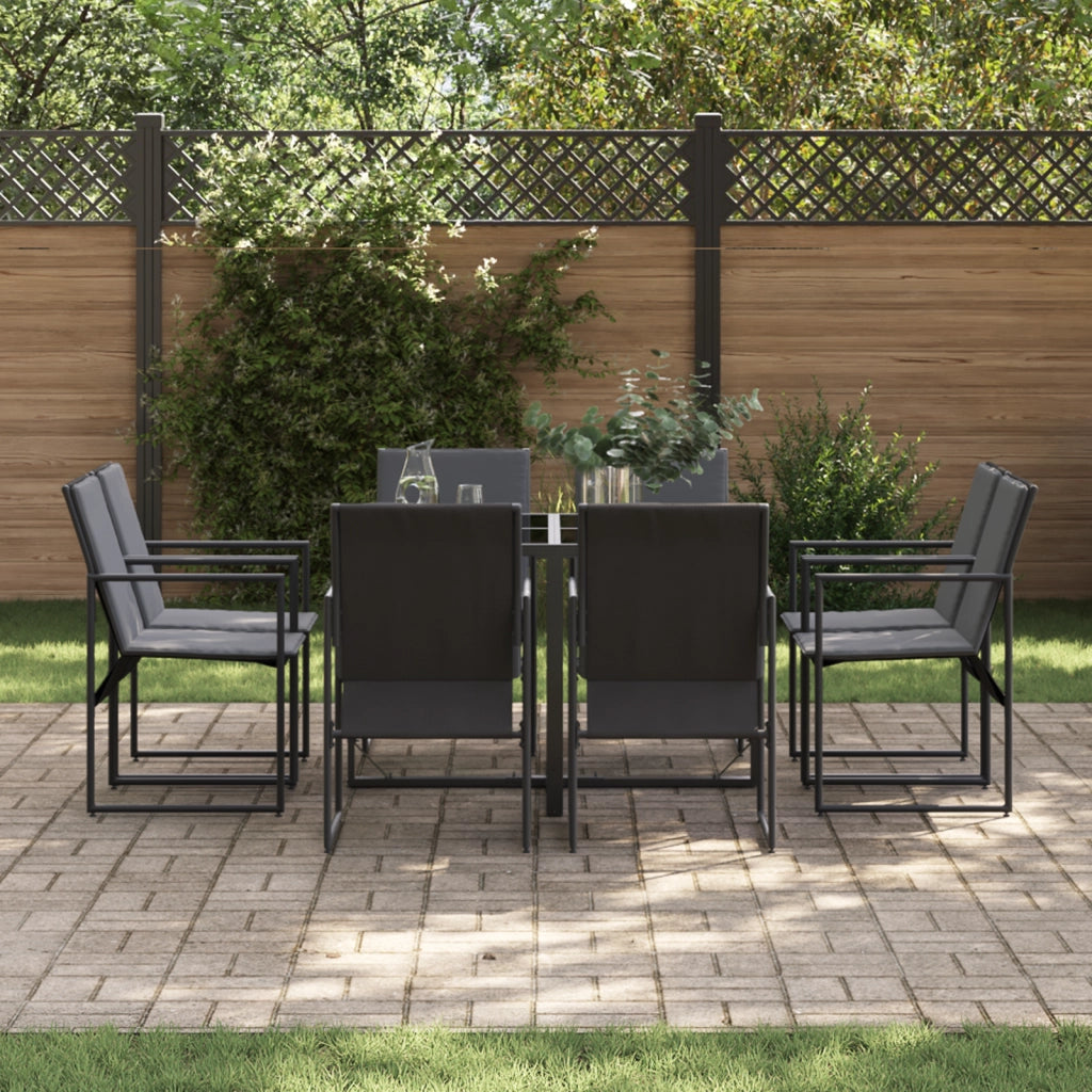 Set da Pranzo da Giardino da 10 Pezzi con Cuscini in Acciaio e Textilene