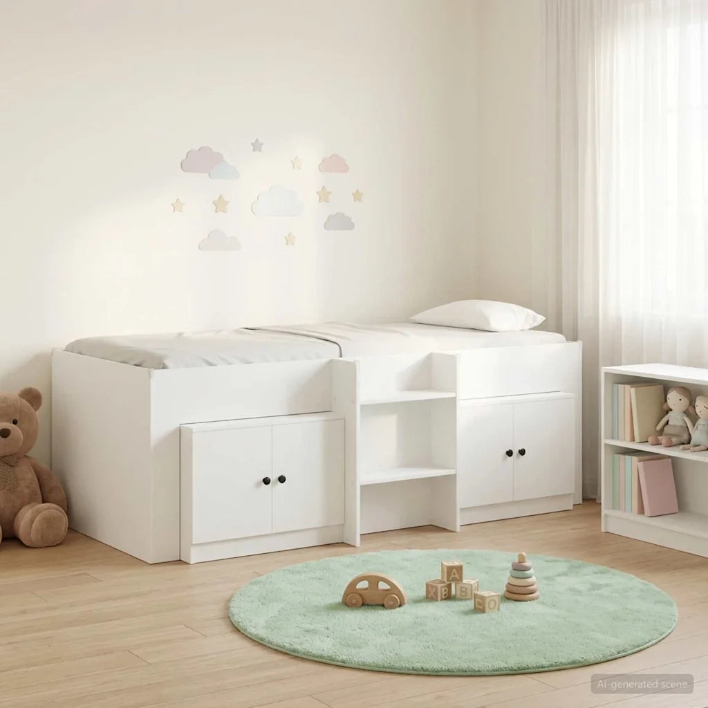 Struttura Letto Loft con Armadietto con porta 3 pcs Bianco