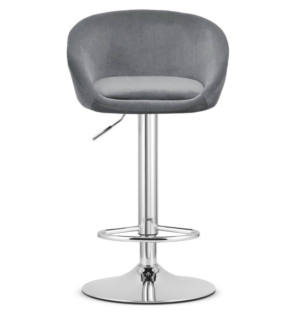 Sgabello in velluto VALORA EAST - Grigio - Base cromata x 2