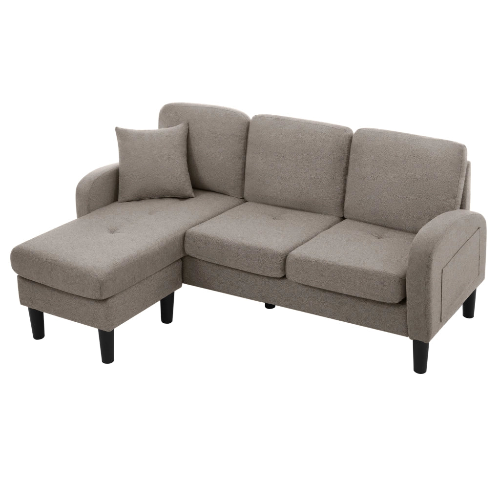 Divano angolare modulare 3 posti con chaise longue reversibile in tessuto grigio scuro