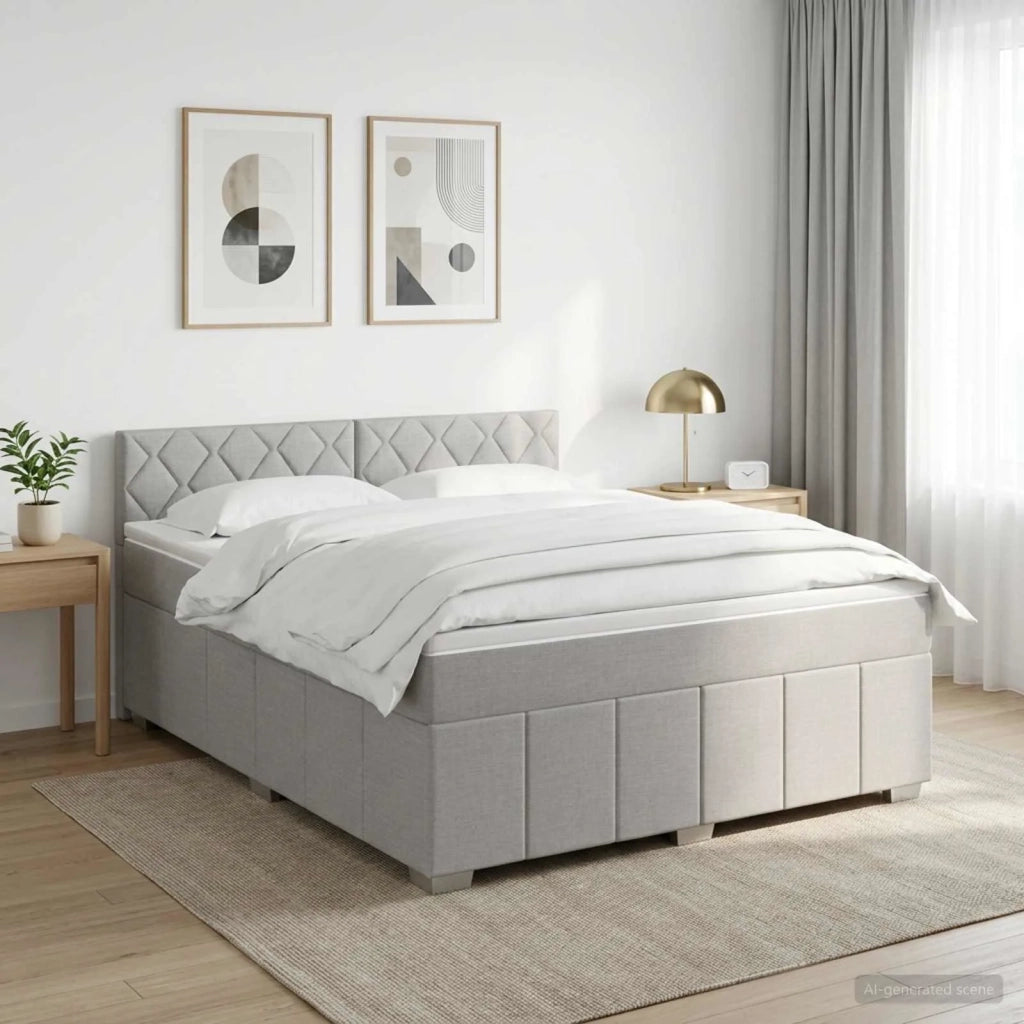 Letto box spring con materasso Grigio Chiaro 140 x 200 cm 3451234