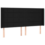 Testiera | Testata ad Orecchio Nera 183x16x118/128 cm in Tessuto
