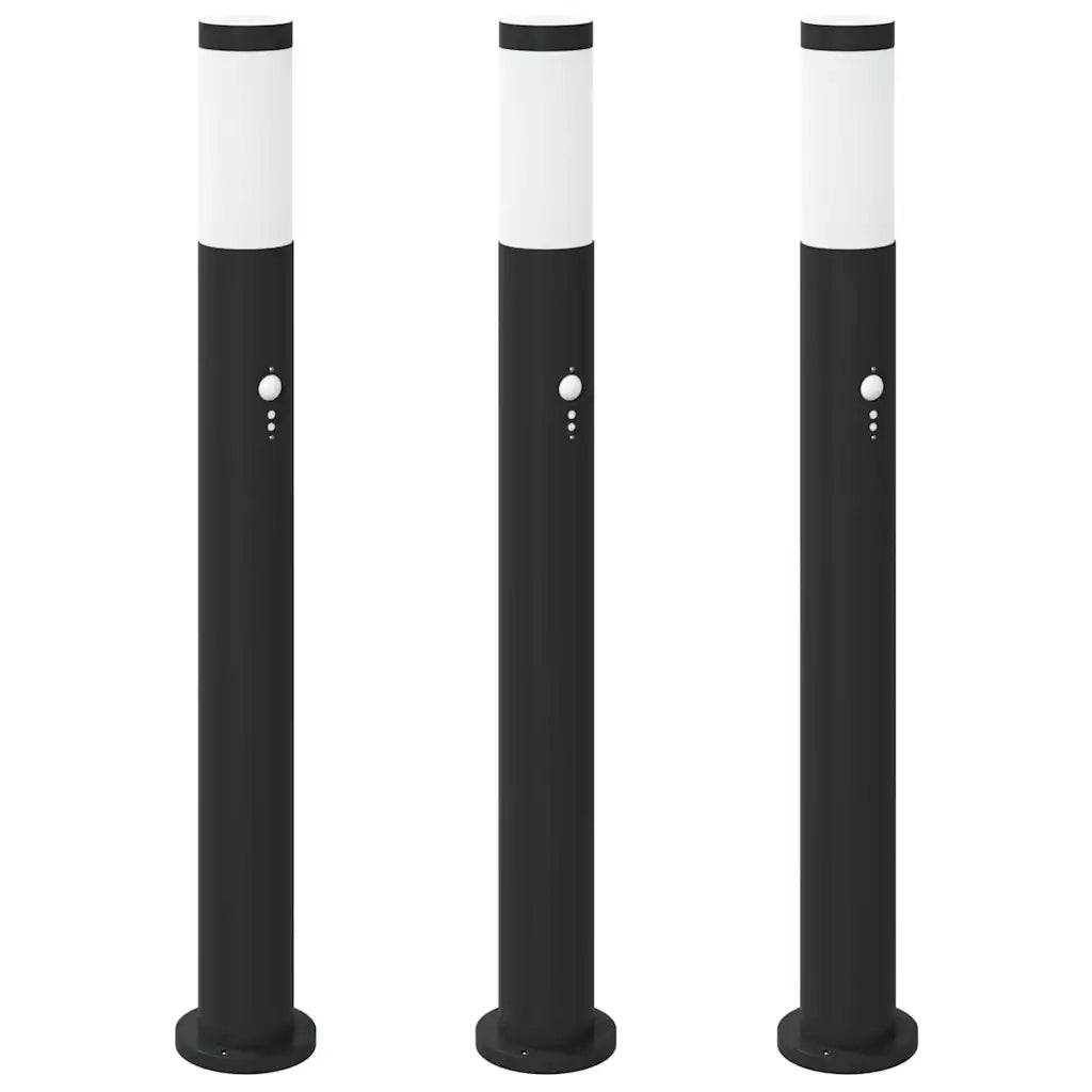 Lampioni a dissuasore con sensore 3 pz 80 cm Acciaio Inox IP44 4006032