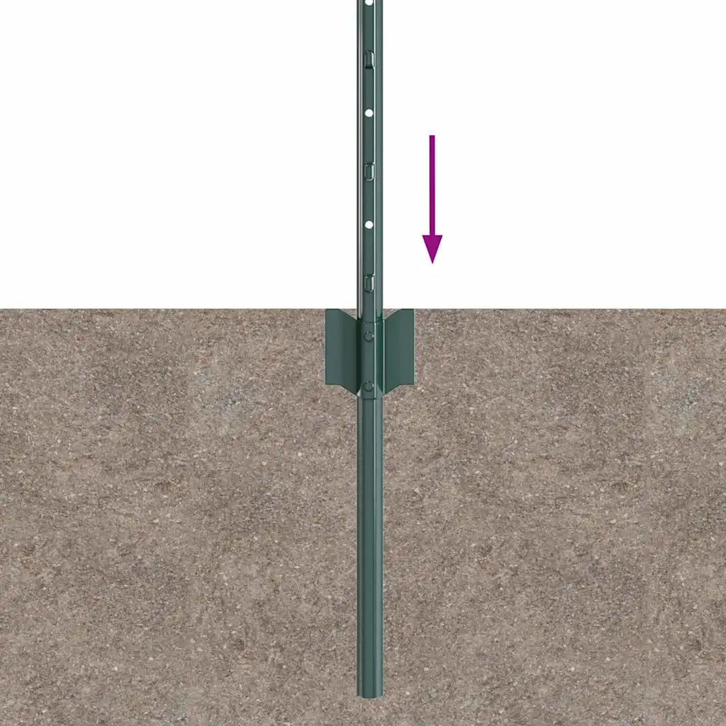 Palo della recinzione 22 pz Verde 100 cm Acciaio CFW8457229