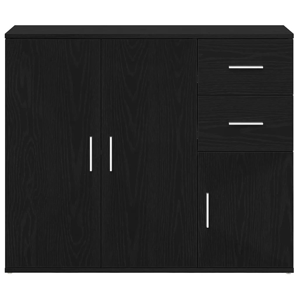 Credenza Rovere Nero 91x29,5x75 cm Legno Massello di Argilla 862003