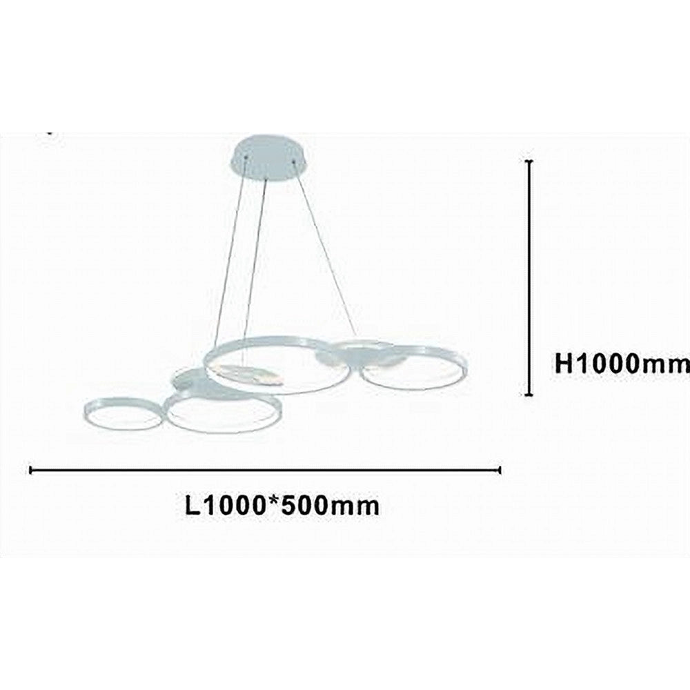 Trade Shop - Lampadario A Sospensione Led Bianco 62w 6 Anelli Luminosi Moderno Luce 6500k 71408 -
