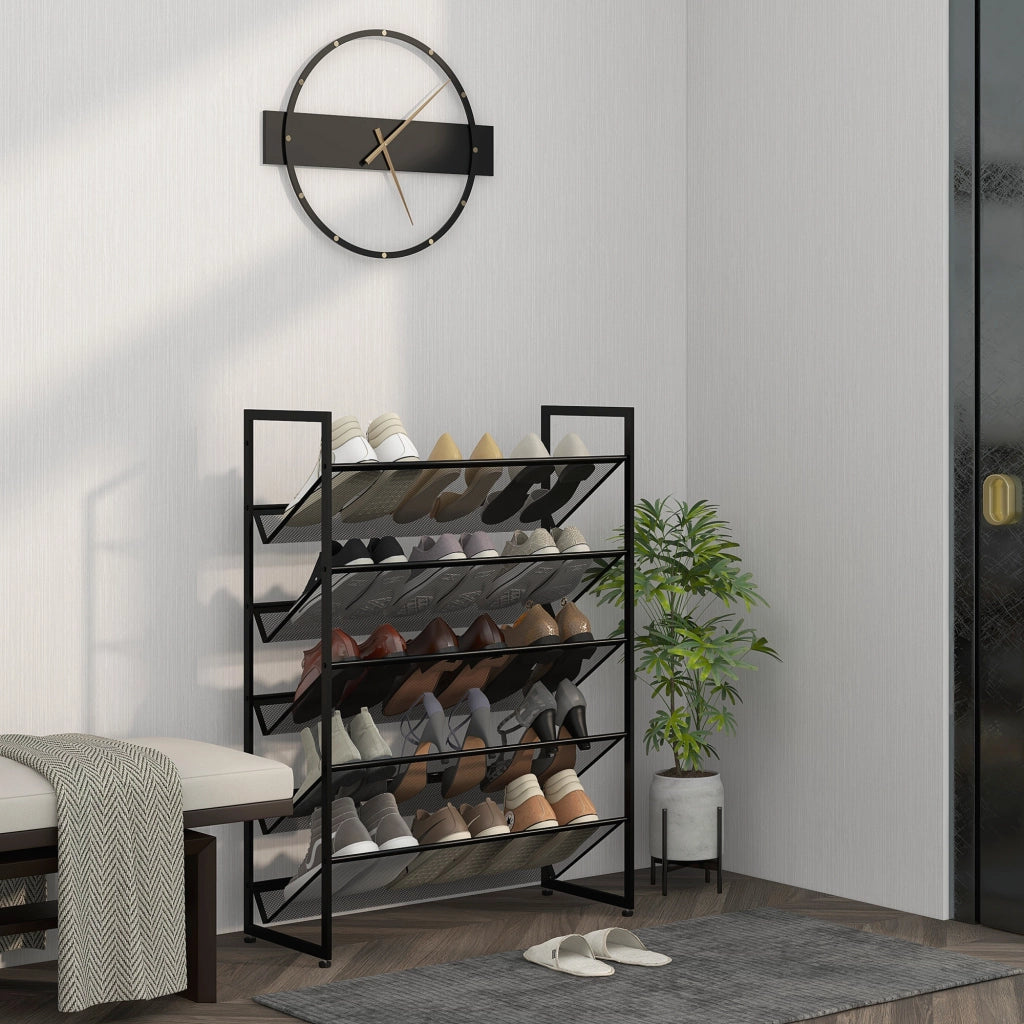 SCARPIERA a 5 ripiani 72 x 30 x 102 cm in acciaio nero