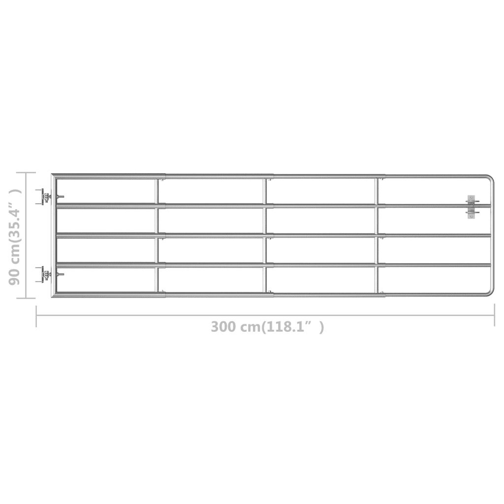 Cancello da Giardino in Acciaio-Porta da giardino 5 Sbarre (115-300)x90cm Argento