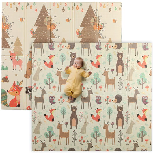 Tappeto Morbido per Bambini 196x176x1,5 cm Superficie Impermeabile in XPE a Tema Foresta