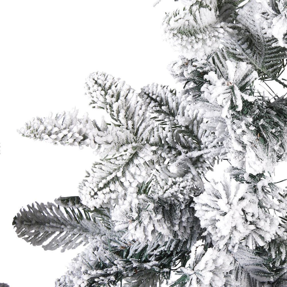 Festone Natalizio Artificiale con Luci LED 180 cm Innevata Decorazione da Parete Bianco