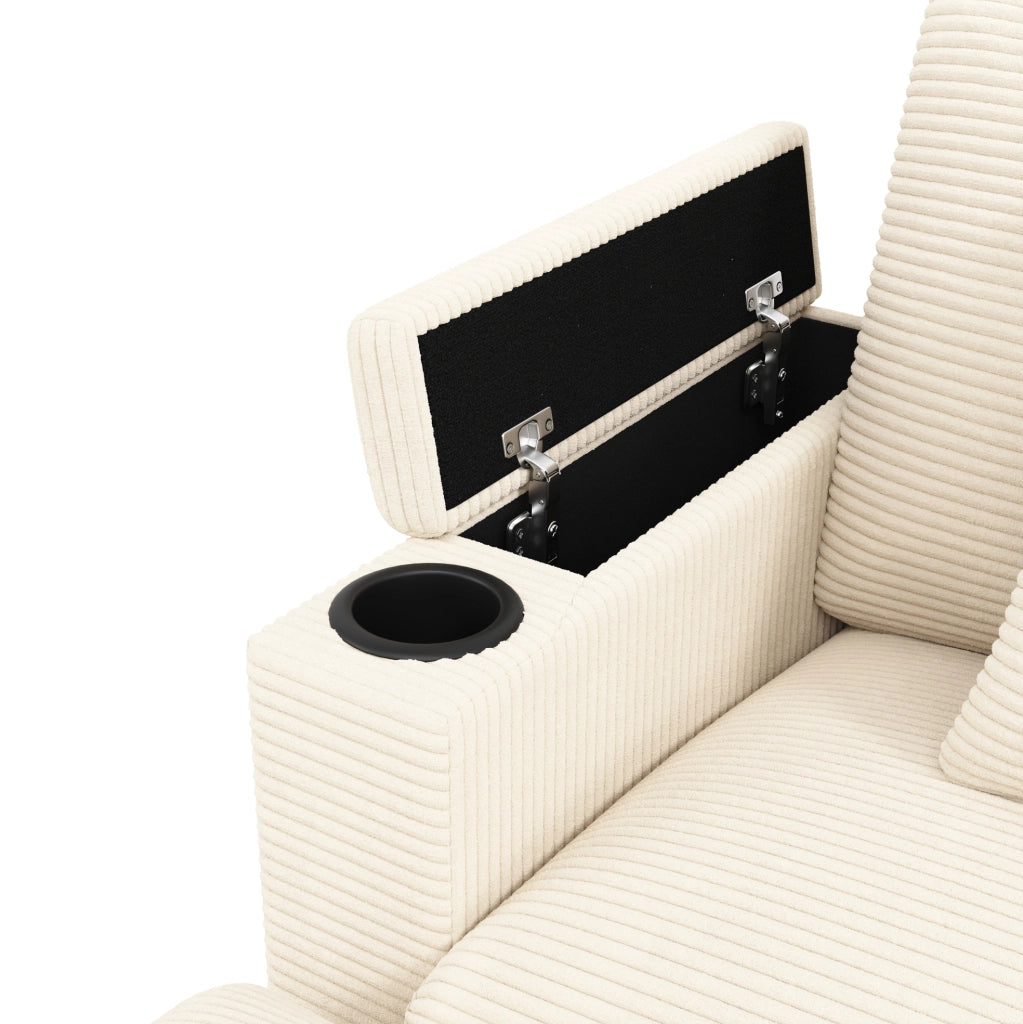 Divano modulare ad angolo in corduroy beige 275;5 x 139 x 87 cm con USB e USB-C
