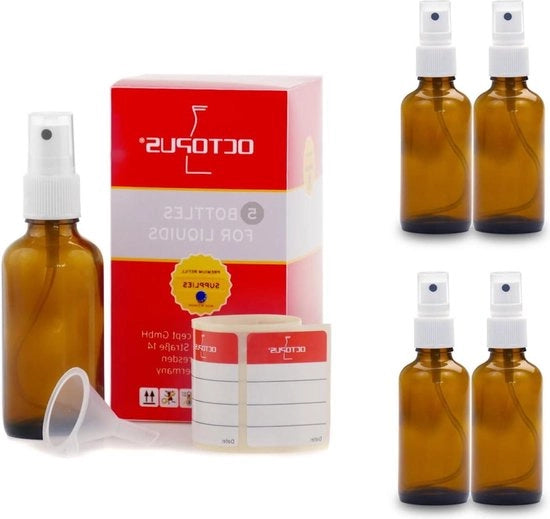 Amber 50 ml flaconi in vetro - minidose - etichette - spray - protezione solare
