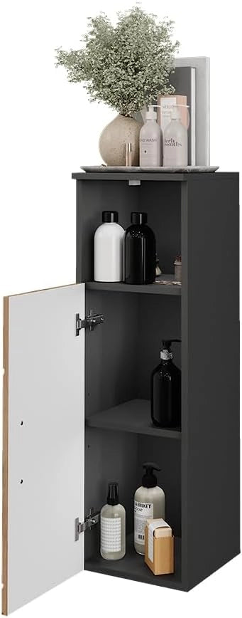 Mobiletto midi Irma, Antracite/Artisan, 30 x 93 cm con 1 porta