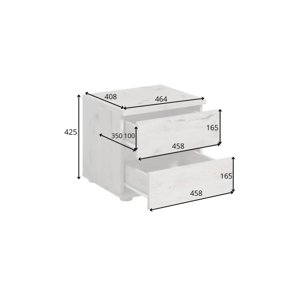Set di 2 comodini VELTIS – 2 cassetti – L46 x H43 cm – Colore rovere Wellington