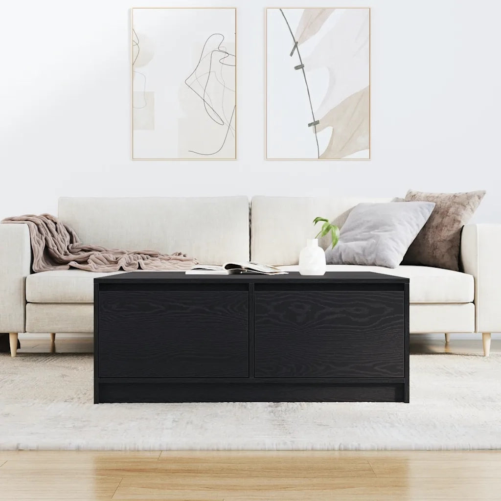 vidaXL Tavolino da Salotto con Cassetti Rovere Nero 100x100x40 cm