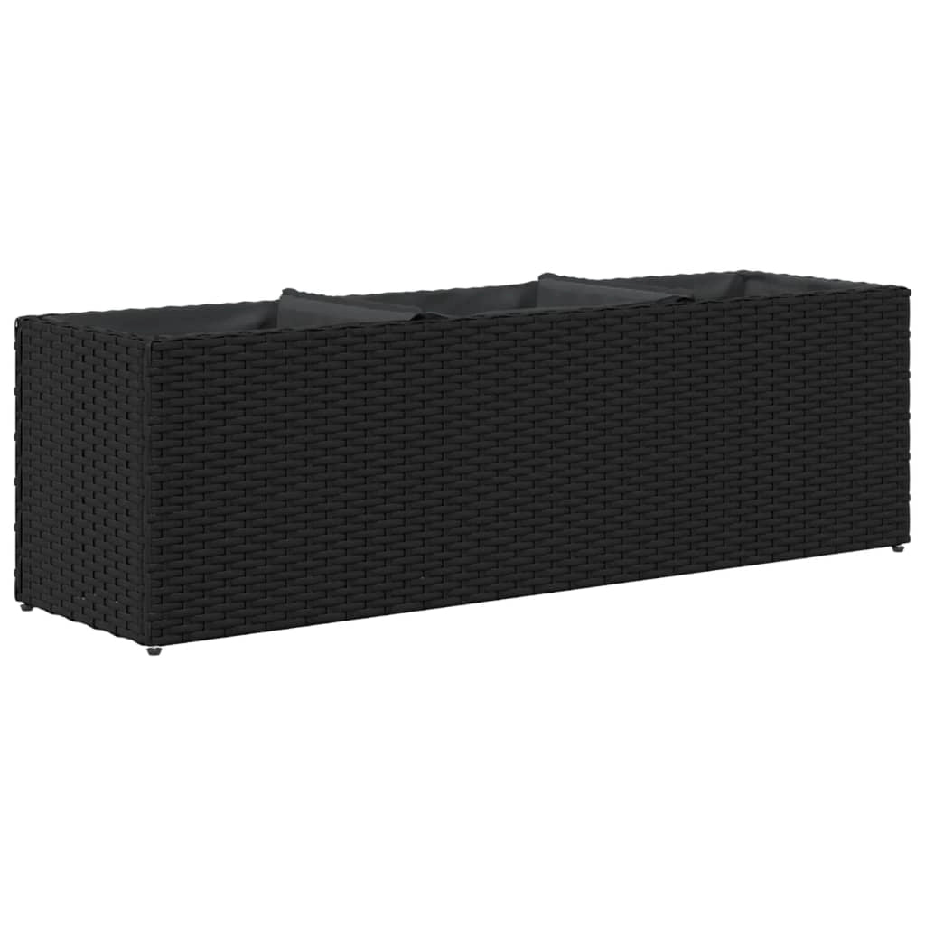 Fioriera rialzata per piante fiori giardino terrazze con 3 vasi set da 2 105 x 30 x 32 cm resina intrecciata nera 02_0038858