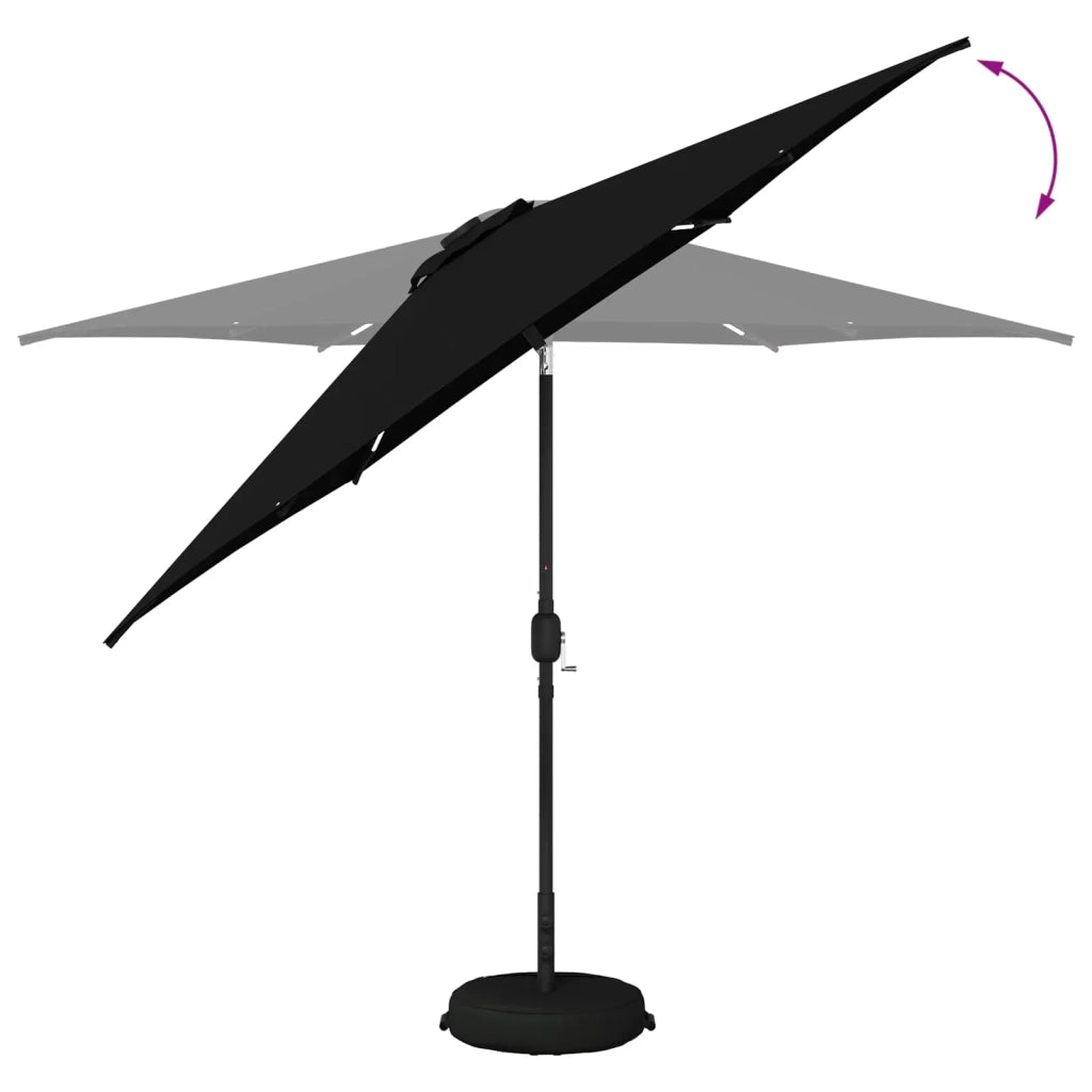 Parasol da Giardino con Luci LED 300 x 300 cm Poliestere Nero 42036272