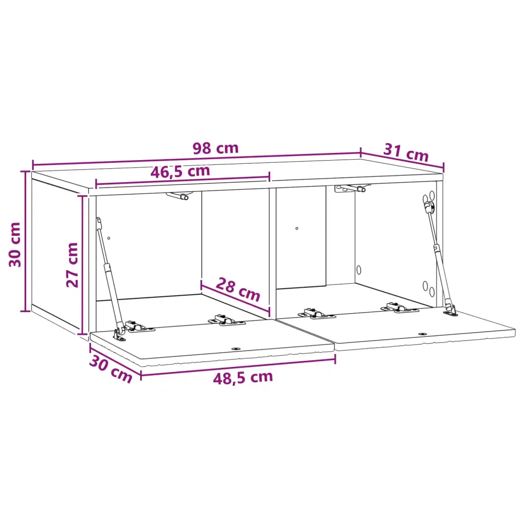 Mobile Porta TV da Muro 98 x 31 cm Grigio Cemento 898898