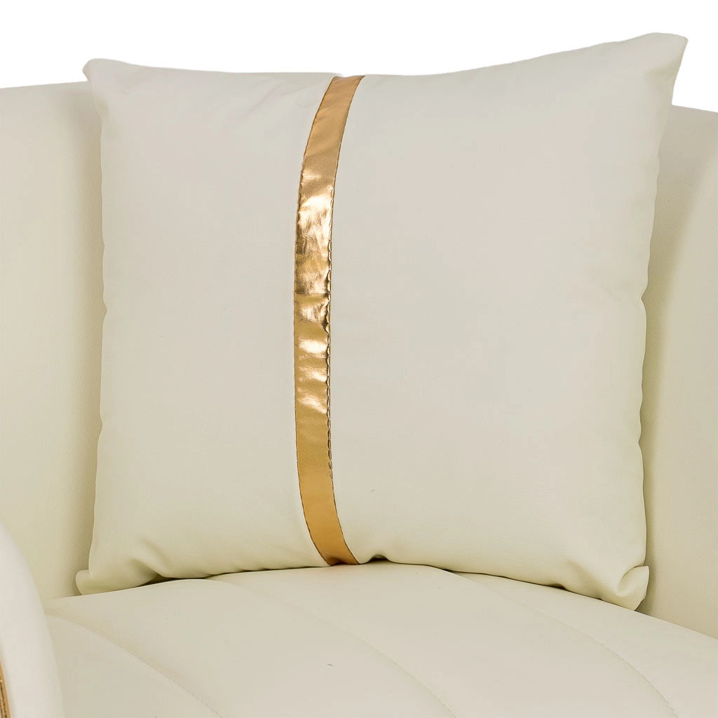 Poltrona in ecopelle beige 88x72x43/76h cm