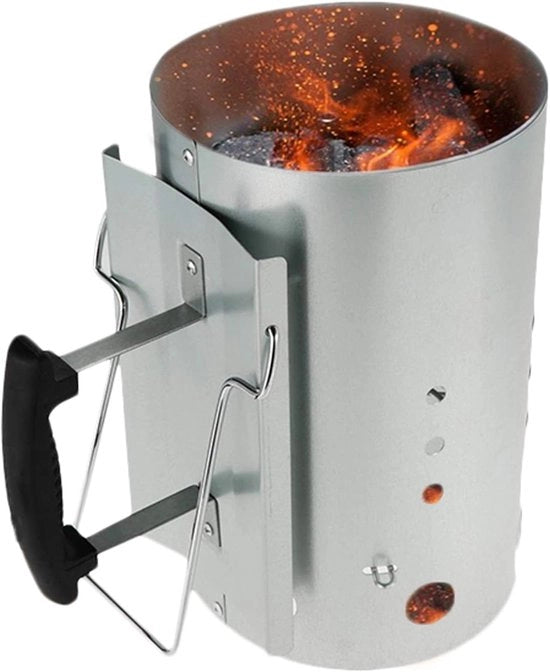 Accessori per barbecue portatile per campeggio - Accendino per legna da barbecue in alluminio con maniglia sicura e fori di ventilazione