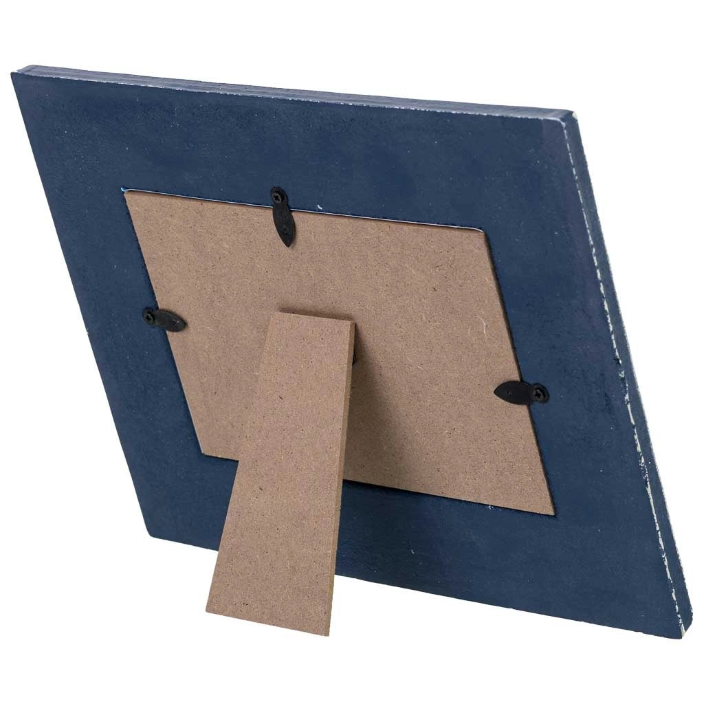Cornice portafoto in legno blu, 18 x 15 cm (altezza), 23 x 1,5 x 18 cm (altezza)