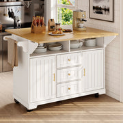 Isola cucina pieghevole 120x80x95 cm con ruote e cassetti