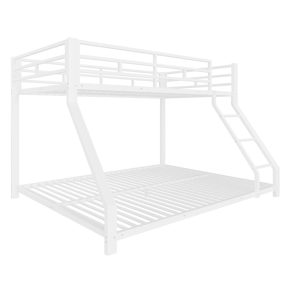 Letto a castello metallico 90+140x200cm - Xylo - bianco, EN747, sicuro