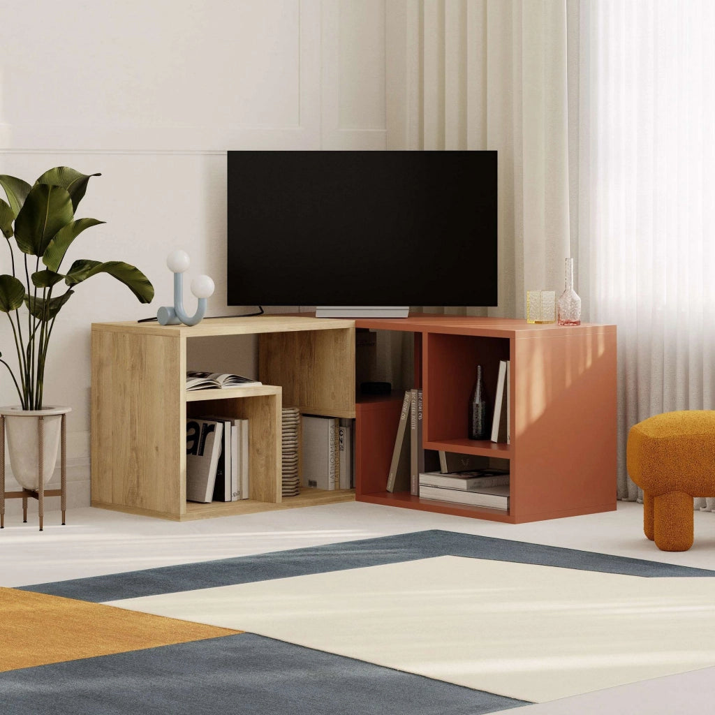 Mobile TV modulare in legno "Glis" - 145 x 35 x 44 cm - Terracotta