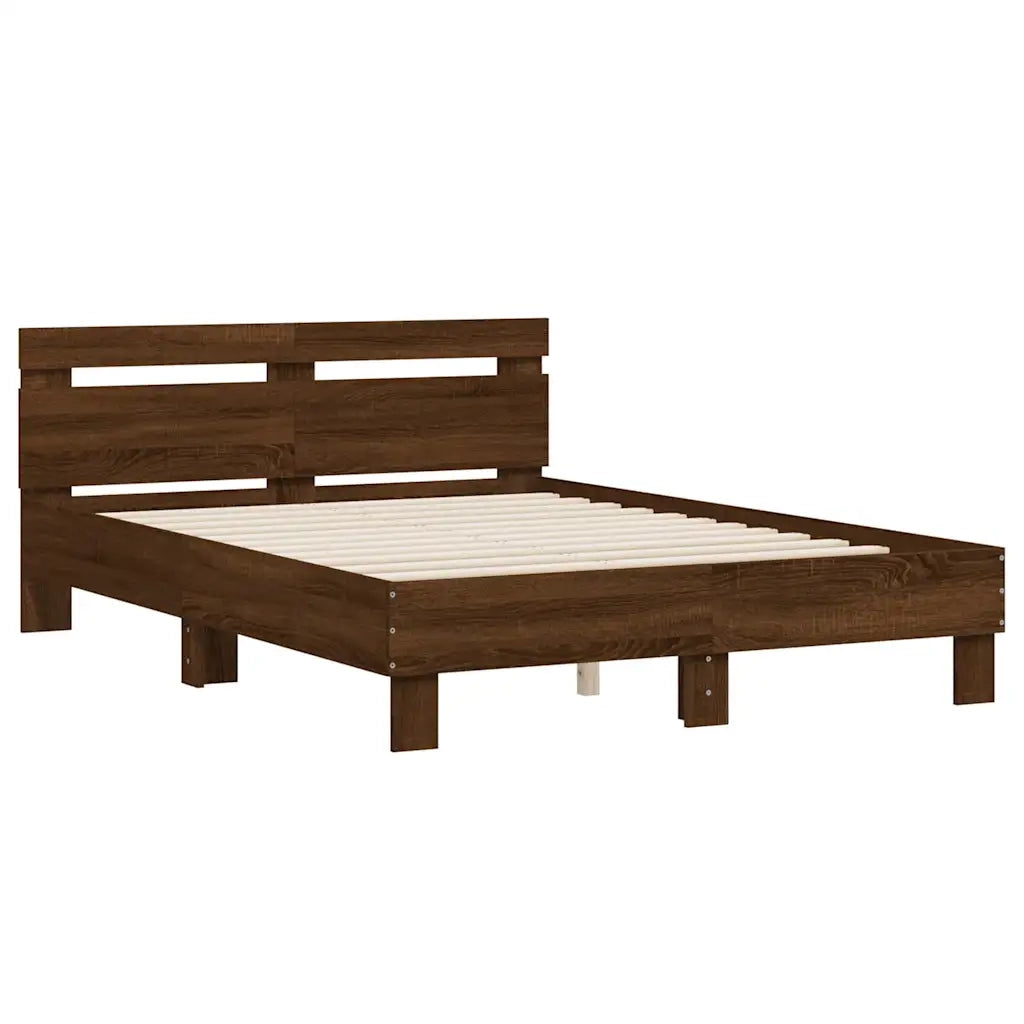 Giroletto Testiera-Struttura Letto Rovere Marrone 135x190 cm Legno Multistrato