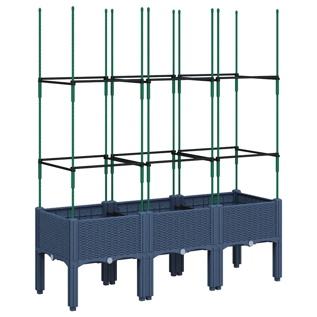 Fioriera Giardino con Traliccio-Vaso da Esterno-Contenitore per Piante Grigio Blu 120x40x142,5 cm PP