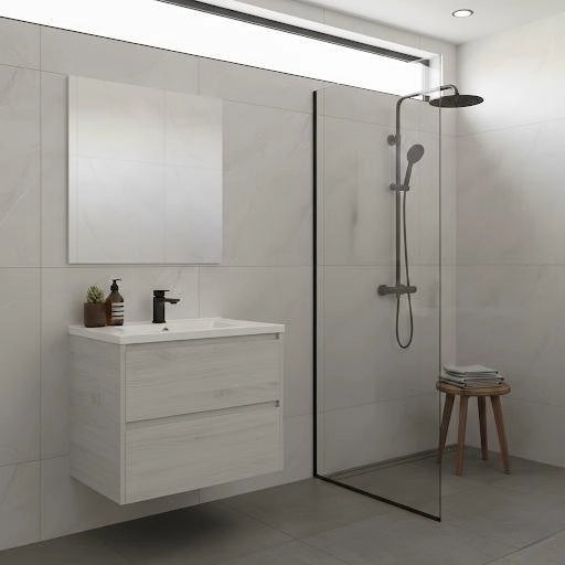 Composizione mobile bagno sospeso con cassetti cm 70 mod. ELEGANCE - Larice Bianco