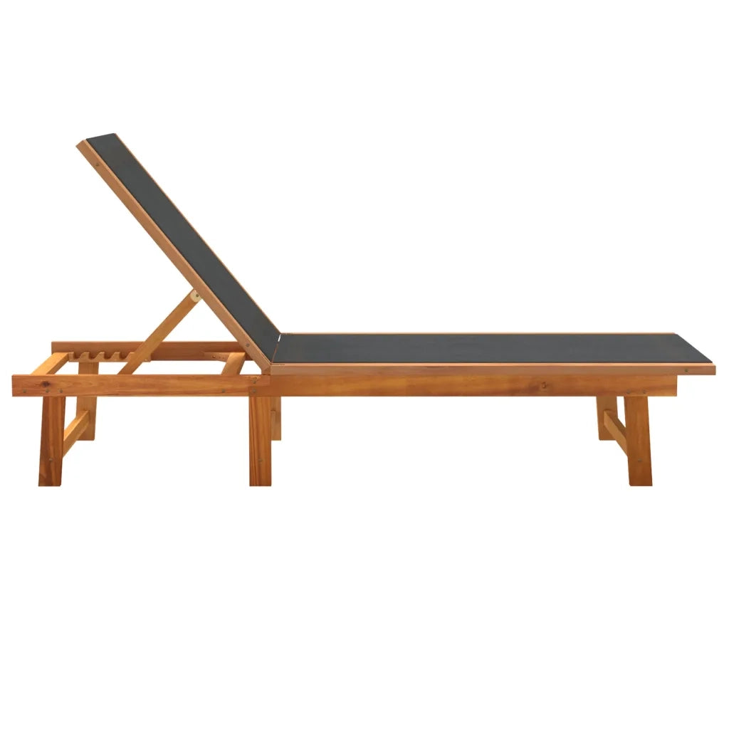 Lettini Prendisole 2 pz Neri Legno Massello Acacia e Textilene 3279247