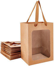 Borse di Carta per Feste 10 pezzi - 140 Litri - Con Finestra - 25x18x13cm - Ideali per Regali di Festa - Conservazione Alimentare - Borse di Regalo