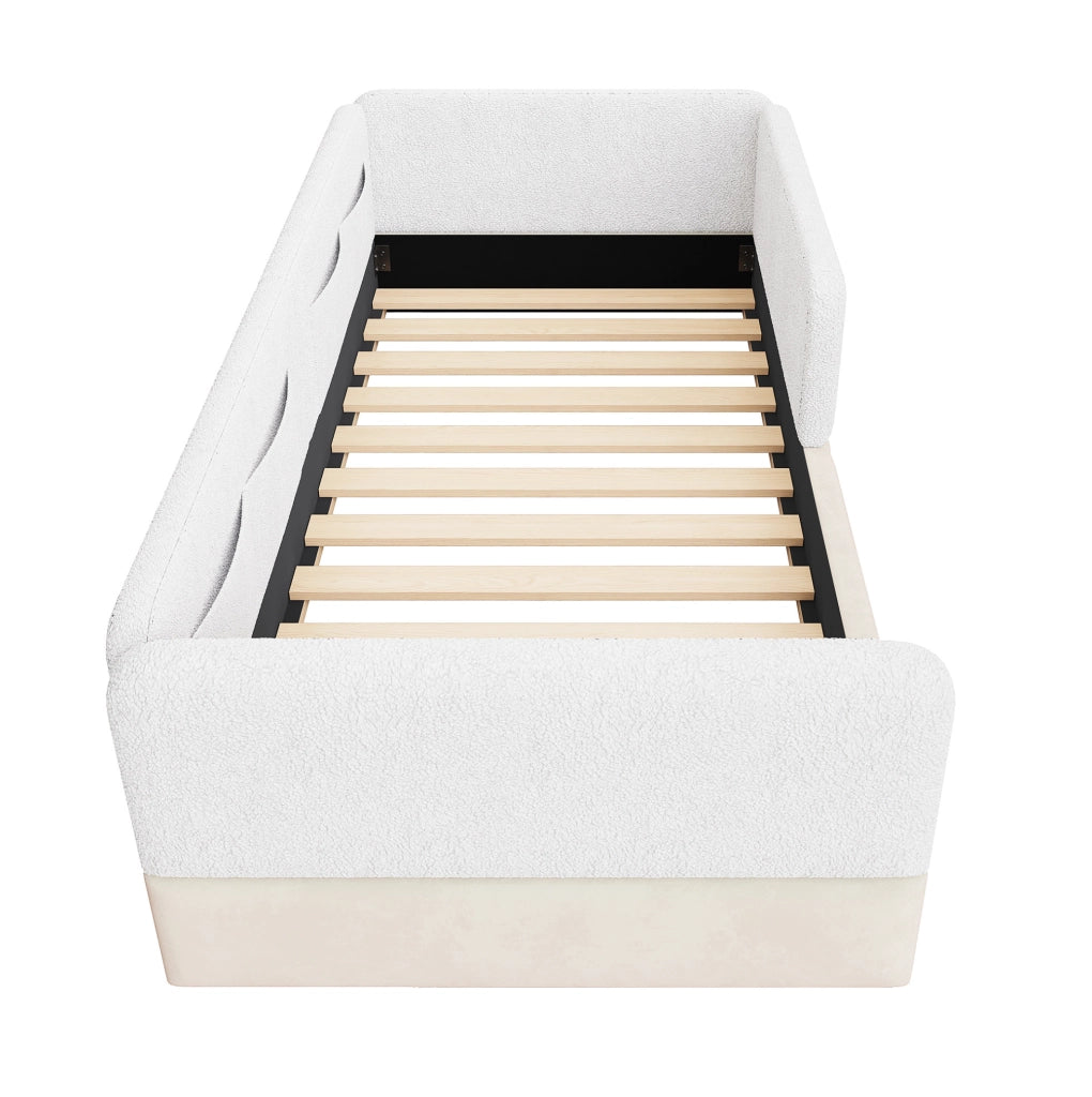 Letto imbottito 90x200 cm bianco con sponde e tasche