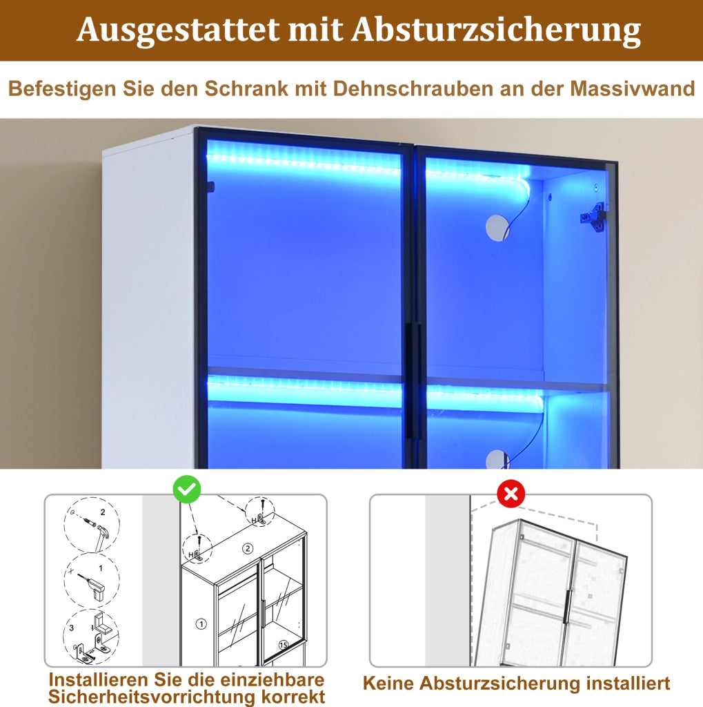 Vetrina moderna con ante in vetro e illuminazione LED