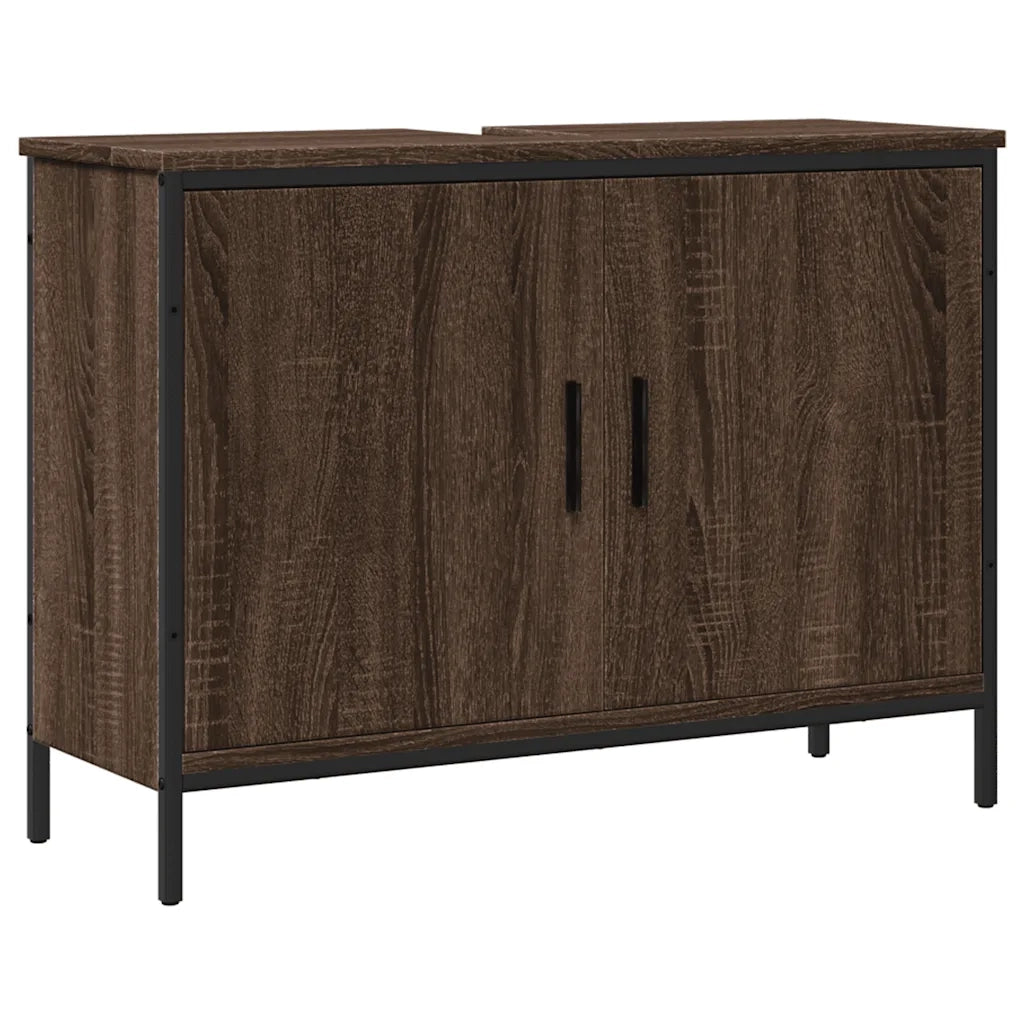 Mobile Lavabo Bagno-Armadietto da bagno Rovere Marrone 80x30x60cm Legno Multistrato 690149