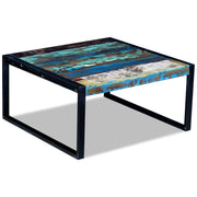 Tavolino da Salotto in Legno Massello Anticato 80x80x40 cm 243295