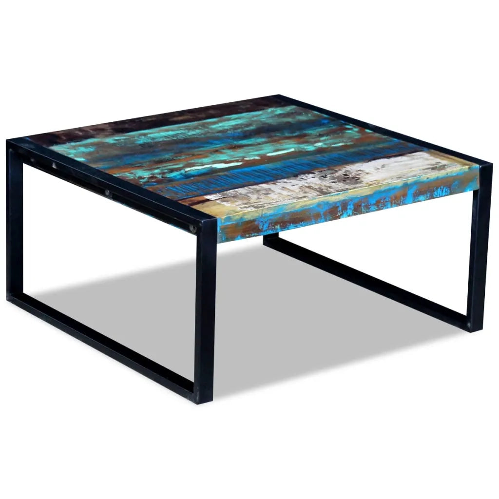 Tavolino da Salotto in Legno Massello Anticato 80x80x40 cm 243295