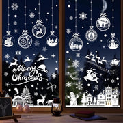 Set di 245 adesivi per finestra da decorazione natalizia, adesivi da finestra bianchi, doppie facce, riciclabili, adesivi PVC statici per decorazione natalizia (10 fogli, 20 x 30 cm)
