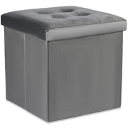 Pouf contenitore pieghevole Velvet in velluto grigio