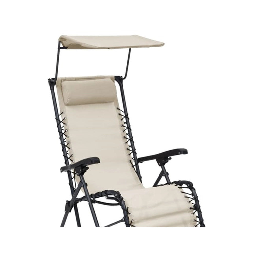 Trade Shop - Sedia Sdraio Con Parasole In Textilene Reclinabile Pieghevole Con Poggiatesta 483015 -