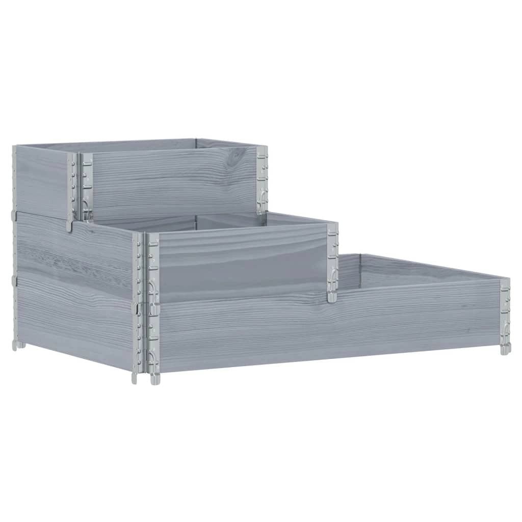 Aiuola rialzata/fioriera per piante fiori patio giardino 3 livelli 120 x 80 cm legno di pino massiccio grigio 02_0039885