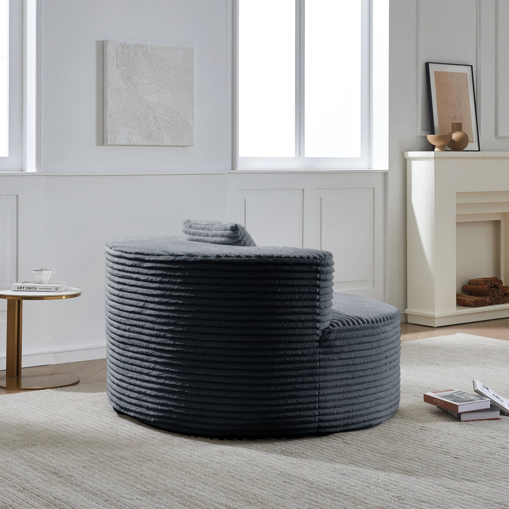 Poltrona pouf con cuscino in flannelette e schiuma; 112×105×59 cm; grigio scuro