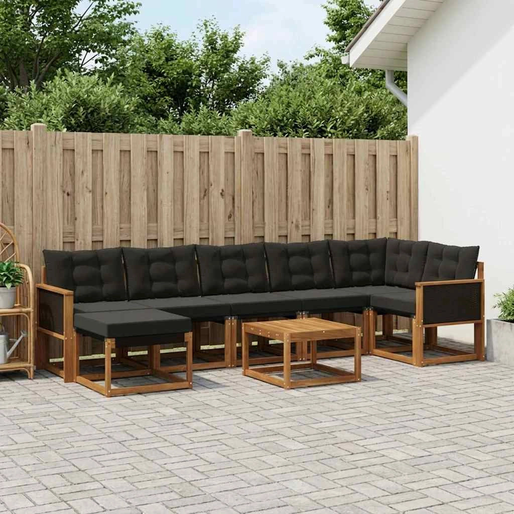 Set di divani da esterno 8 pz Naturale e Nero 3382104