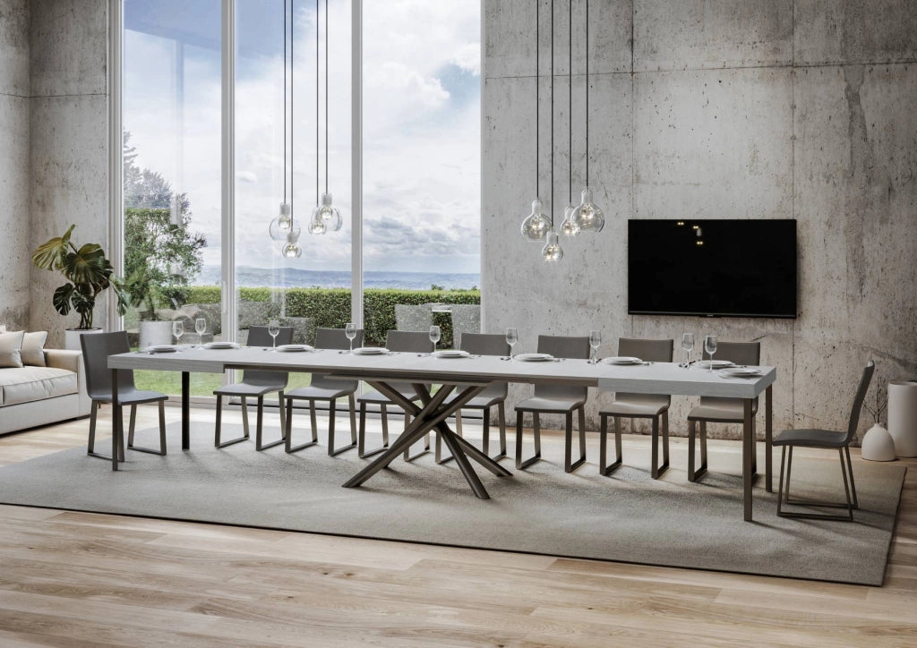 Tavolo Allungabile 200-460x90x77 cm Famas Bianco Frassino Telaio Antracite