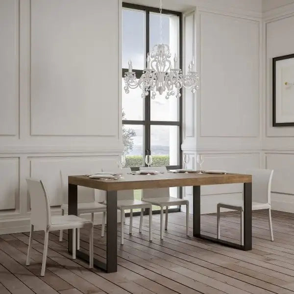 Tavolo allungabile 120/224x90 cm Tecno colore noce gambe antracite