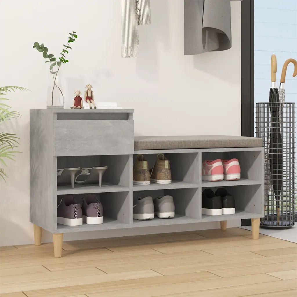 Scarpiera-Scaffale per scarpe Grigio Cemento 102x36x60 cm in Legno Multistrato 487906