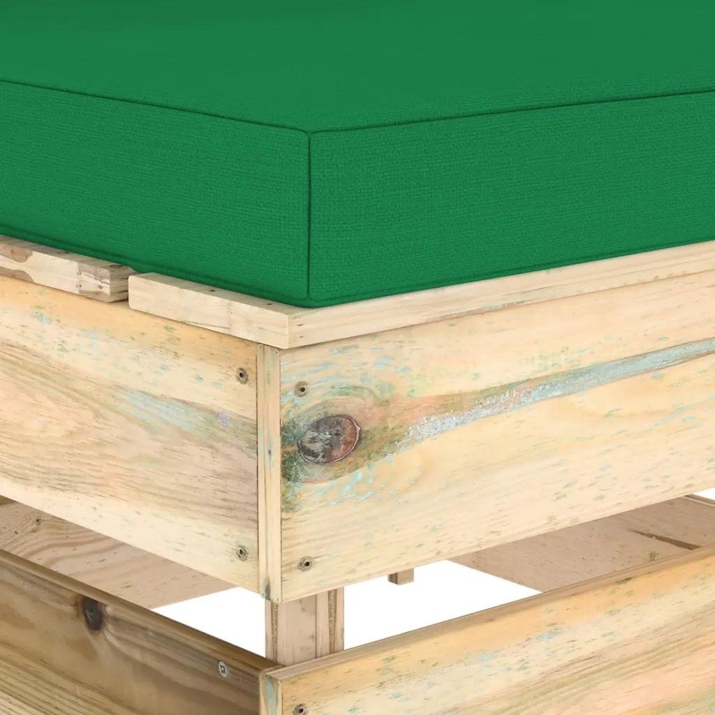 Divano Centrale Modulare con Cuscini in Legno Impregnato Verde 3074512